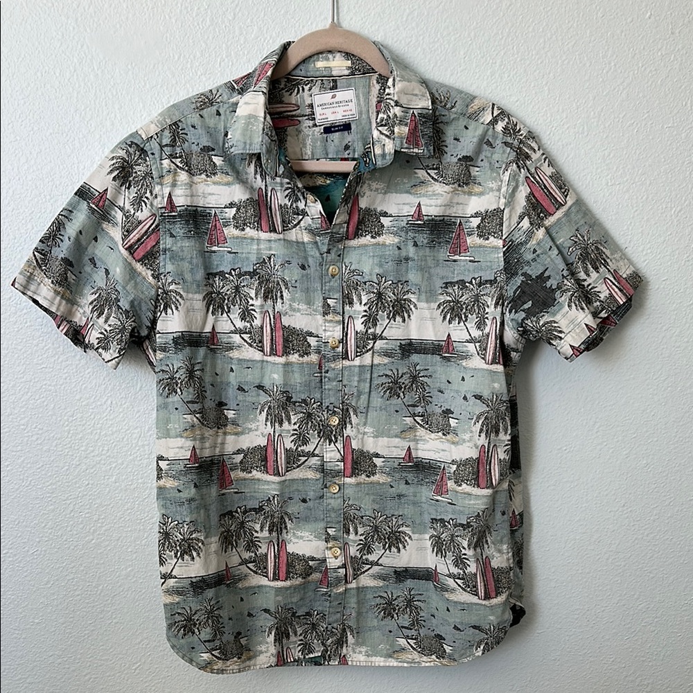 Short-Sleeve Palm & Surf Print Shirt